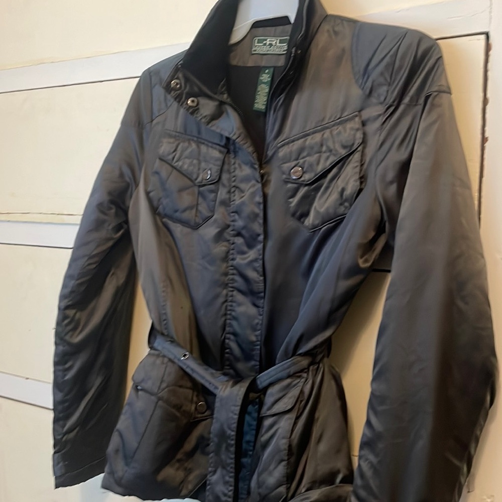 Ralph Lauren sexy short trench coat. Belted. Lots of pockets.